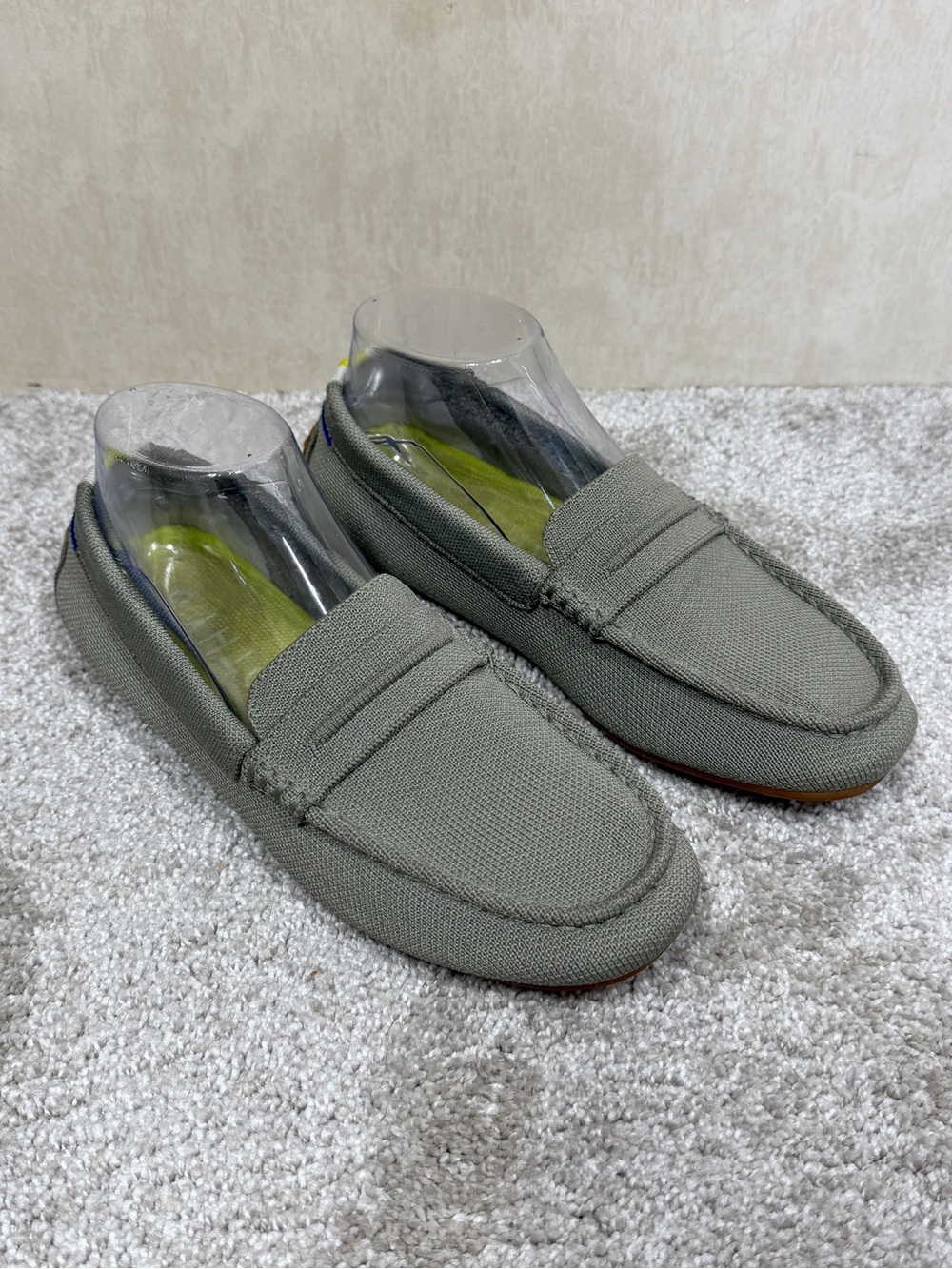 Rothy’s Women’s The Driver Slip On Loafer Shoes Knit in Gray Martini Olive 7